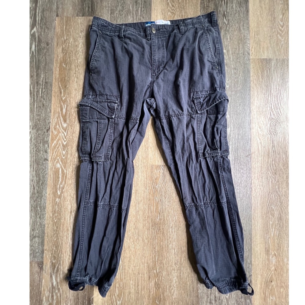 Old Navy Cargo Pants Mens 34x30‎ Grey '94 Ripstop Straight Leg Drawstring Cuffs